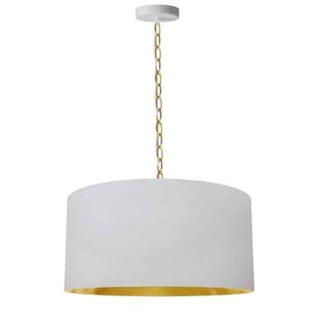 Dainolite 1Lt Braxton Medium Pendant, Wht/Gld Shade, Agb BXN-M-AGB-692